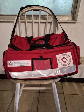 Red Emergency Medical Duffel Bag with Reflective Trim